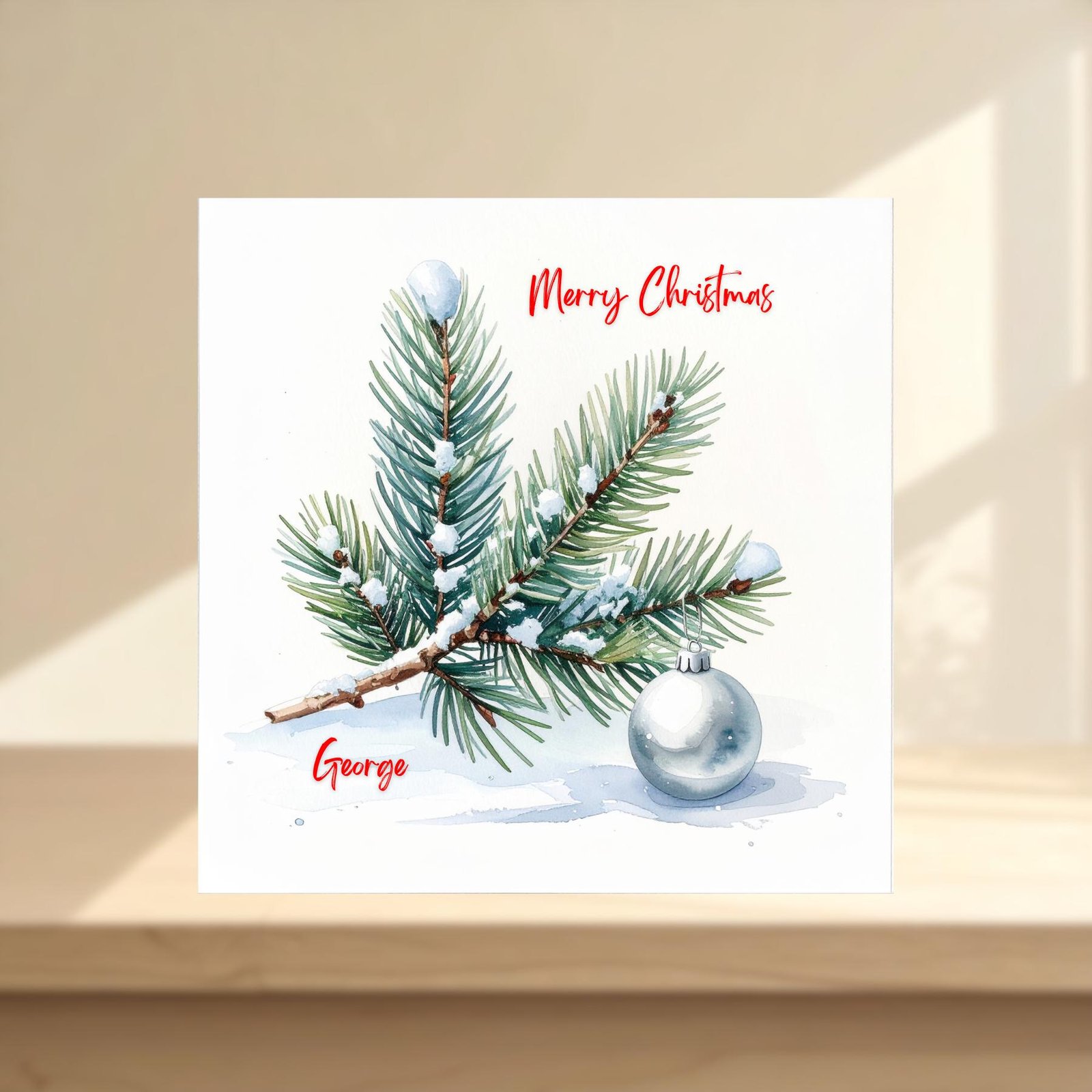 Personalized Christmas Card, Family Name Greeting, Holiday Design