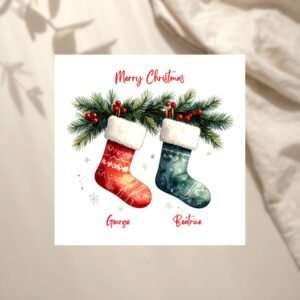 Personalized Family Christmas Card, Custom Festive Greeting