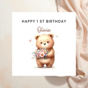 1st Birthday Girl Card, Baby Girl First Birthday Card, Personalised Birthday Girl Card, Girl One Today, First Birthday Gift Girl