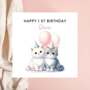 1st Birthday Card For Girl, First Birthday Baby Girl Card, Personalised One Year Card, Girl Turns One Gift, Baby Girl First Birthday