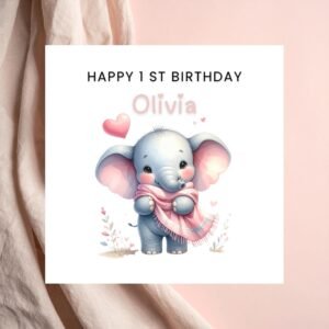 First Birthday Baby Girl Greeting Card, 1st Birthday Girl Card, Personalised Birthday Baby, One Today Girl Card, Birthday Gift Girl