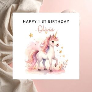 First Birthday Girl Card, 1st Birthday Baby Girl Card, Personalised One Today Card, Girl Turns One Birthday, Baby Girl Gift