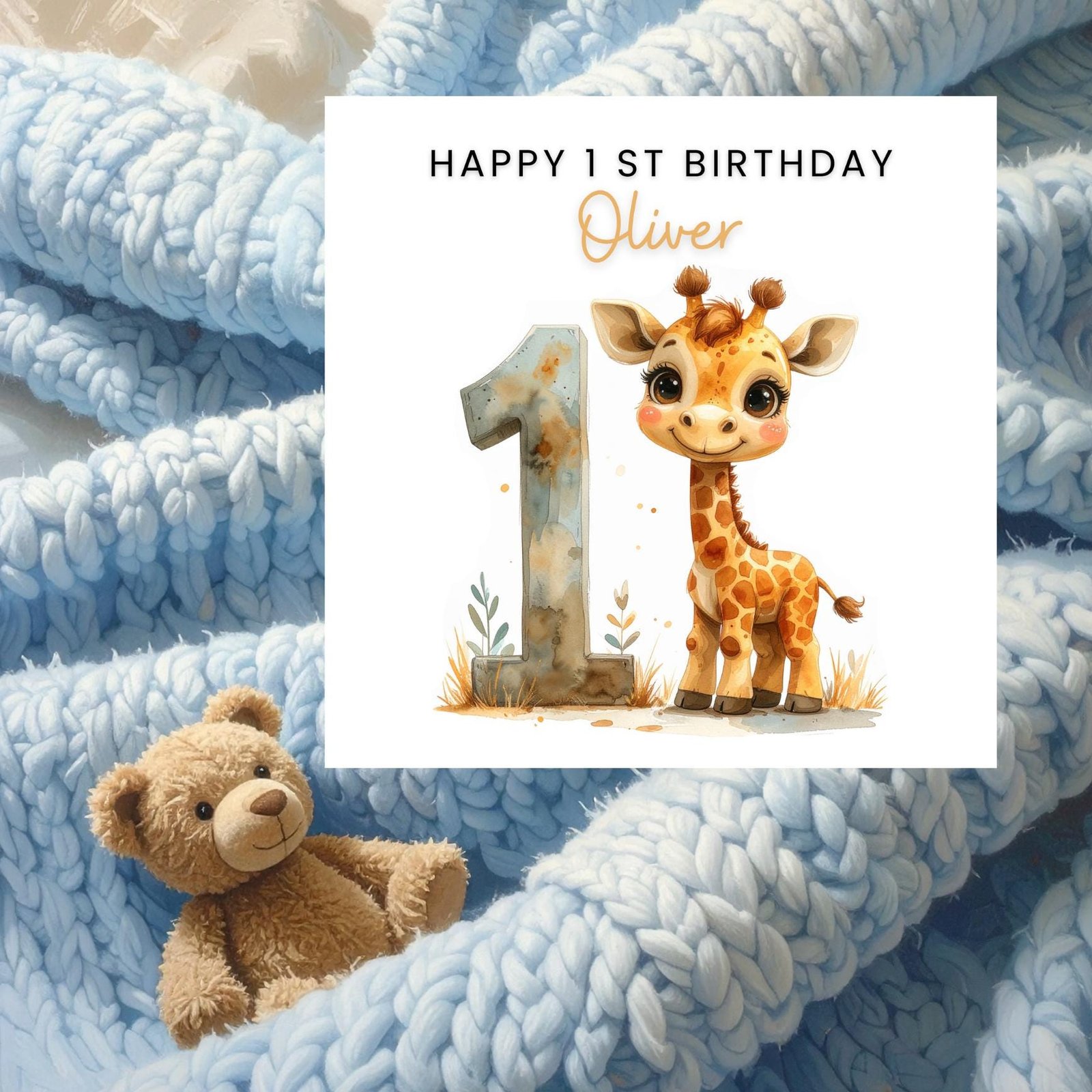 1st Birthday Boy Greeting Card, First Birthday Card For Baby Boy, Personalised Boy Birthday, Boy Turns One Today, First Birthday Boy Gift