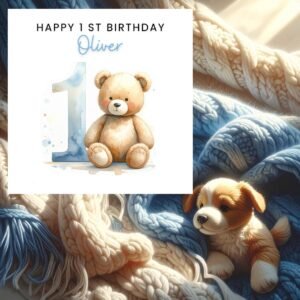 1st Birthday Boy Birthday Card, First Birthday Card Baby Boy, Personalised Birthday Card, Boy Turns One Card, Baby Boy Gift