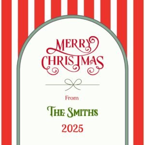 Personalized Christmas Bottle Label, Vinyl Wine Sticker