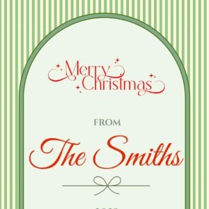 Personalized Holiday Wine Label, Custom Vinyl Sticker