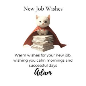 New Career Celebration Funny Card With Playful Office Illustration And Warm Congratulations Message