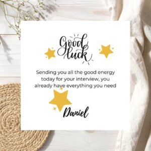 Good Luck Card With Personalised Name, Modern Encouragement Greeting Card For Career Moves Exams And Confident New Starts