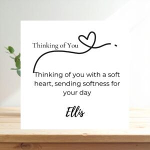 Thinking Of You Card For Her Or Best Friend, Neutral Linen Greeting Card, Personalised Thoughtful Message With Warm Style