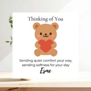Thinking Of You Card For Him Or Friend, Simple Elegant Linen Card, Personalised Just Because Greeting With Warm Tone