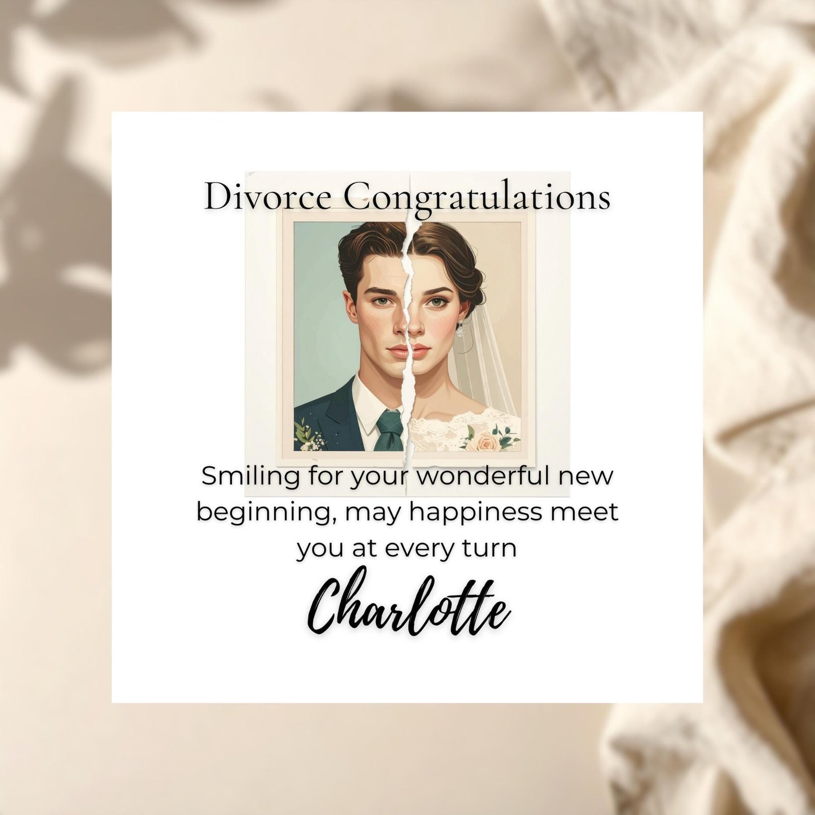 Funny Divorce Card for Wife, New Beginnings Support Greeting for Friends Celebrating a Fresh Start