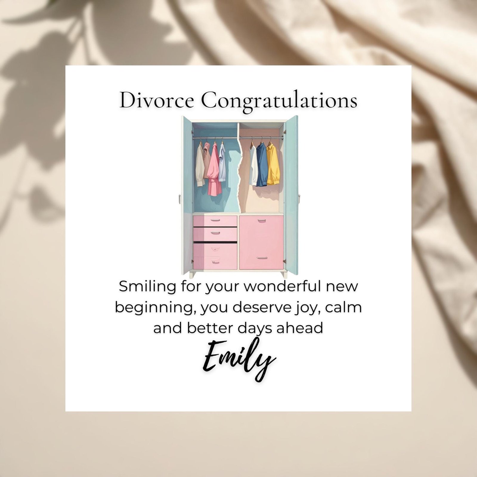 Funny Divorce Card for Couple Friends, New Beginnings Greeting for Wife or Husband After Separation