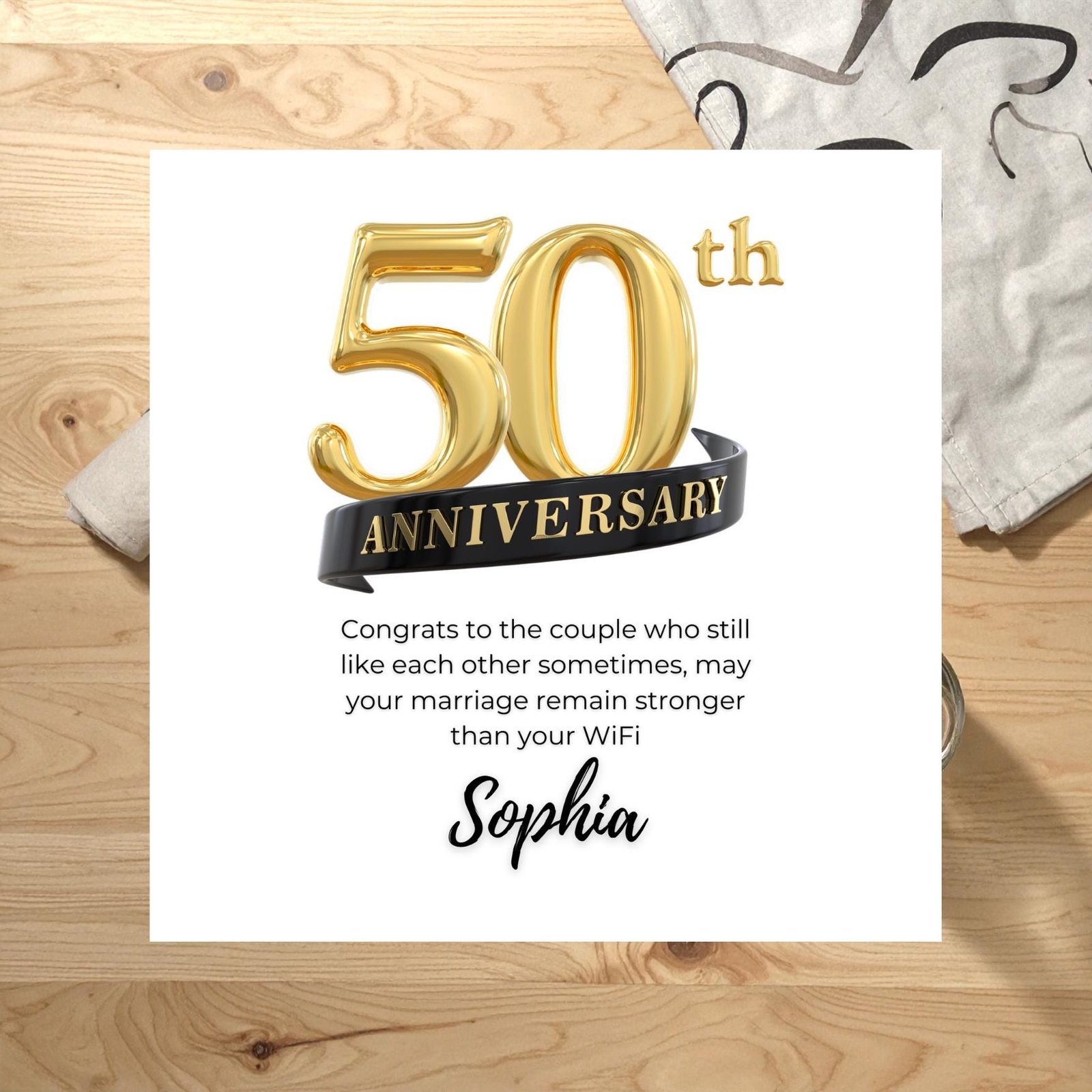 Anniversary Card for Wife from Husband, Romantic Linen Anniversary Card