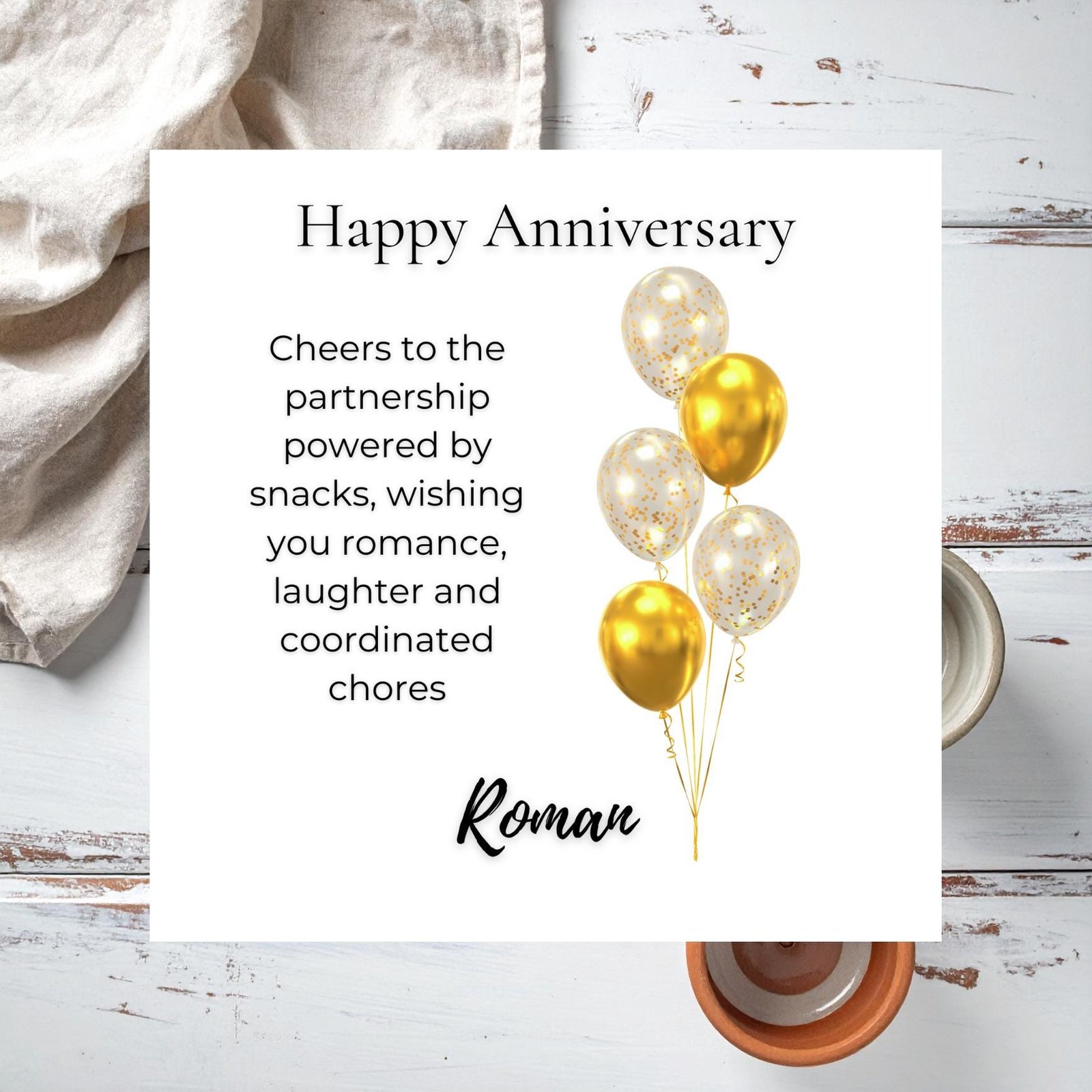 Anniversary Card for Long Term Relationship, Personalised Couple Anniversary Card