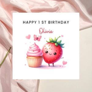 1st Birthday Card Girl, First Birthday Card For Girl, Personalised Baby Girl Card, Girl Turns One Card, 1st Birthday Girl Gift