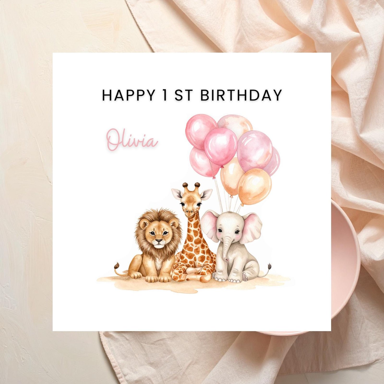 First Birthday Card For Girl, Girl Turns One Birthday Card, Personalised Baby Birthday Card, 1st Birthday Girl Present, Baby Girl Gift