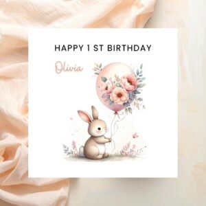 1st Birthday Girl Greeting Card, First Birthday Card For Baby Girl, Personalised Girl Birthday, Girl Turns One Today, First Birthday Girl