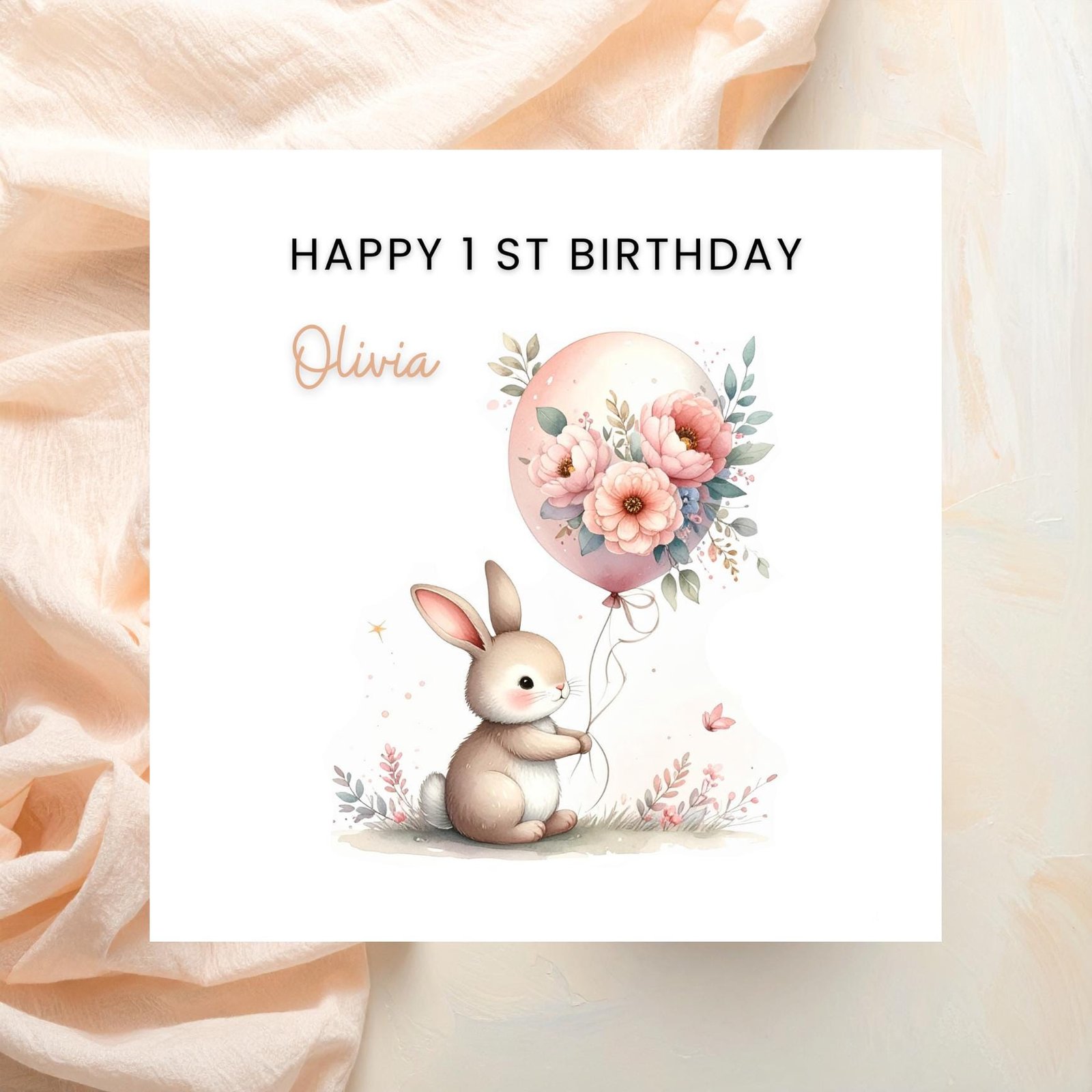 1st Birthday Girl Greeting Card, First Birthday Card For Baby Girl, Personalised Girl Birthday, Girl Turns One Today, First Birthday Girl