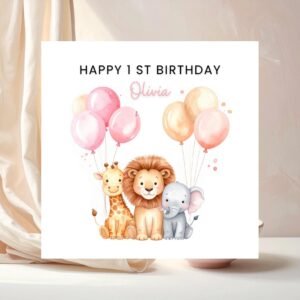 First Birthday Girl Greeting, 1st Birthday Card Girl, Personalised Baby Girl Birthday, One Today Birthday Card, Girl Birthday Gift