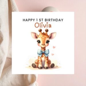 First Birthday Card Girl, Baby Girl 1st Birthday Card, Personalised Birthday Gift, One Today Girl Birthday, First Birthday Gift