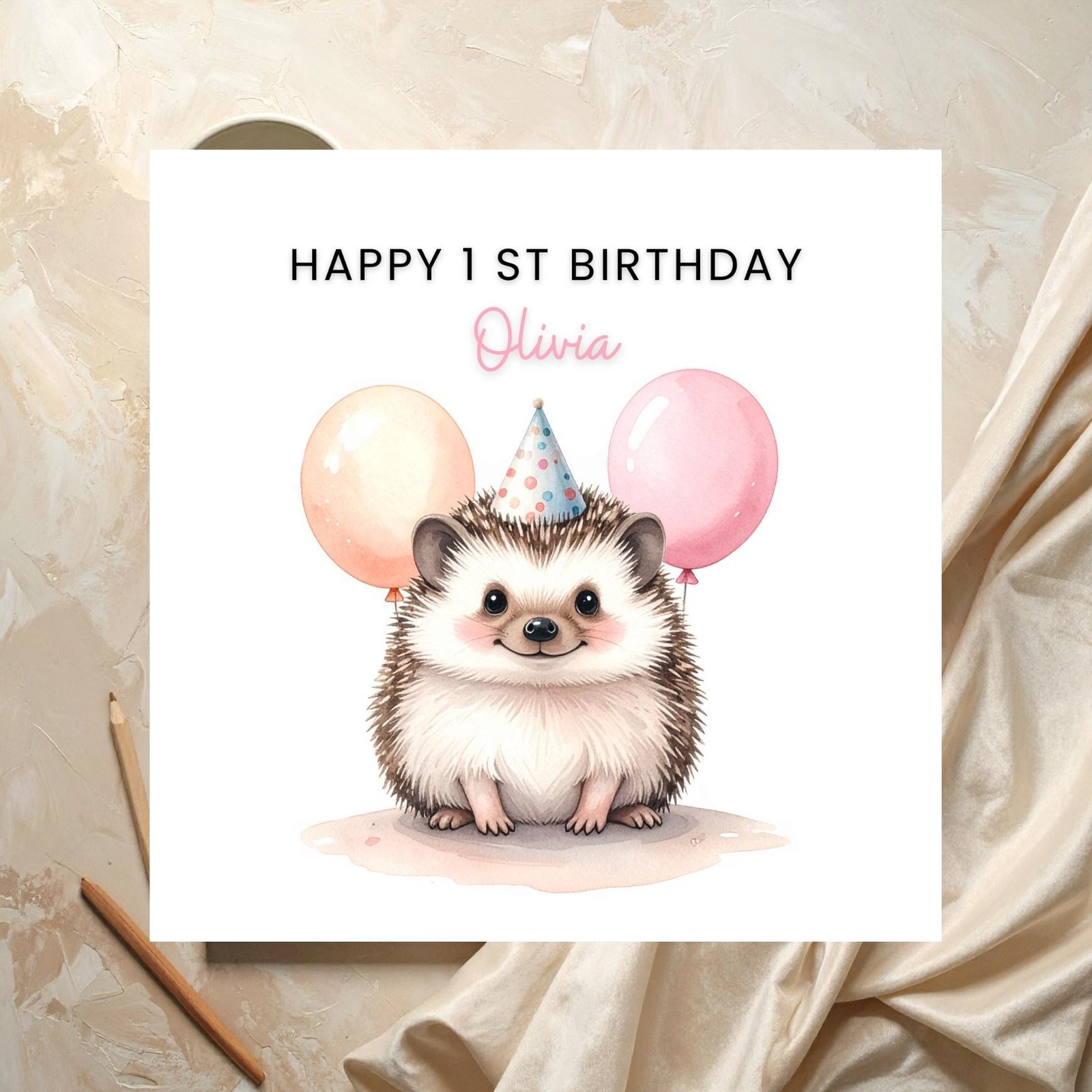 First Birthday Baby Girl Card, 1st Birthday Girl Birthday Card, Personalised Birthday Girl, Girl Turns One Card, Baby Girl Gift