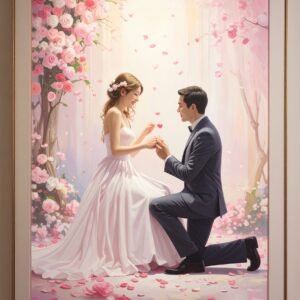 Personalised Wedding Couple Wall Art Print, Custom Bride and Groom Romantic Portrait, Elegant Marriage Gift, Anniversary Keepsake Decor