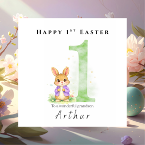 Personalised Easter Bunny Keepsake Card with Custom Name, Sweet Spring Greeting for Children Grandchildren and Family