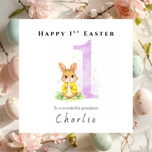 Easter Bunny Personalised Greeting Card with Name, Sweet Spring Keepsake Gift for Daughter Son Grandchild or Godchild