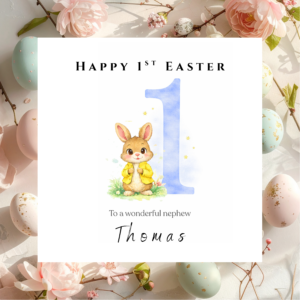 Personalised Easter Card with Bunny and Pastel Design, Custom Spring Greeting Gift for Children, Family and Friends