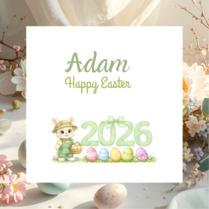 Personalised Easter Bunny Greeting Card with Name, Custom Spring Gift for Daughter Son Granddaughter Grandson or Friend