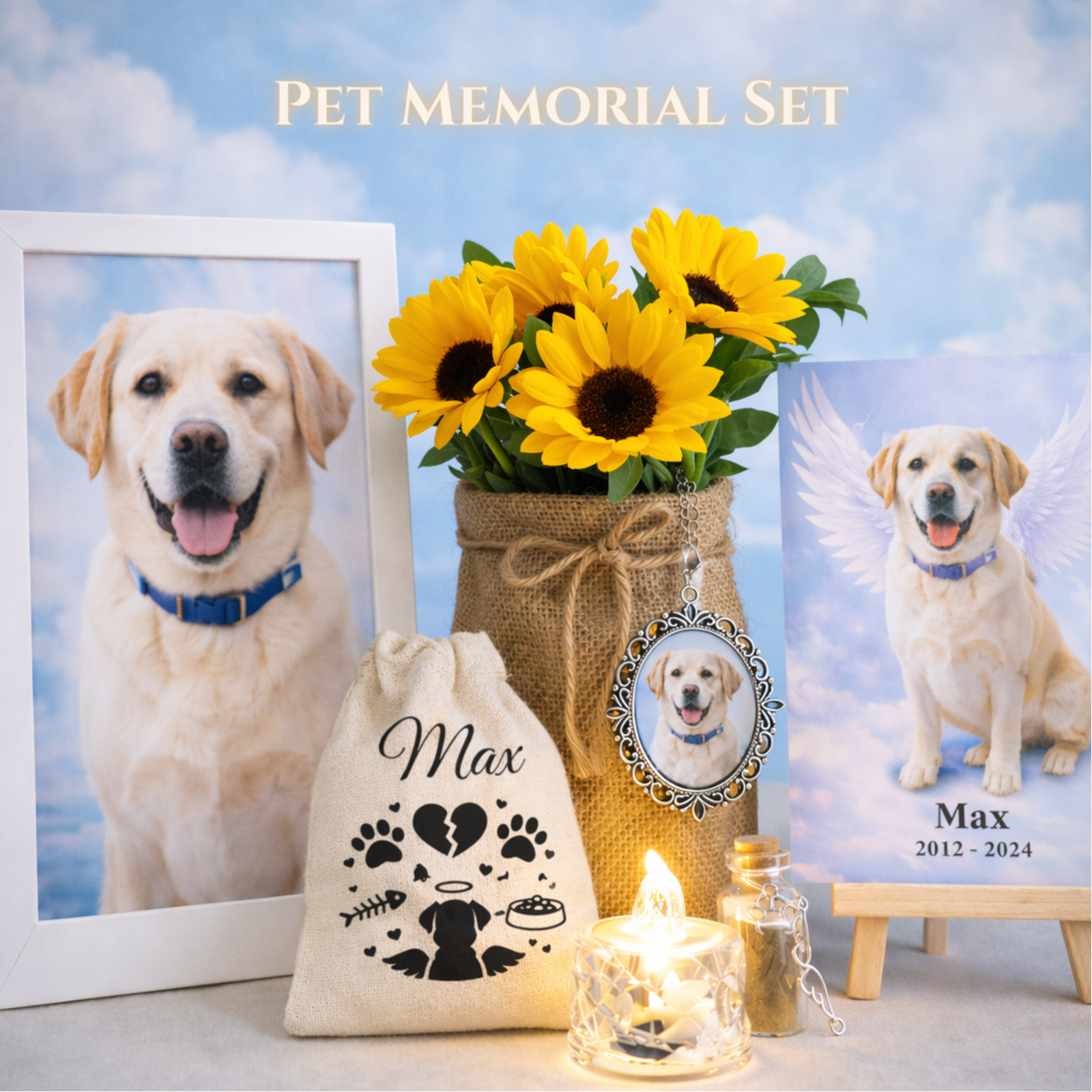 Personalised Pet Memorial Set, Pet Loss Gift, Dog Cat Memorial, Rainbow Bridge Keepsake, Pet Remembrance Gift, Sympathy Pet Gift - Image 3