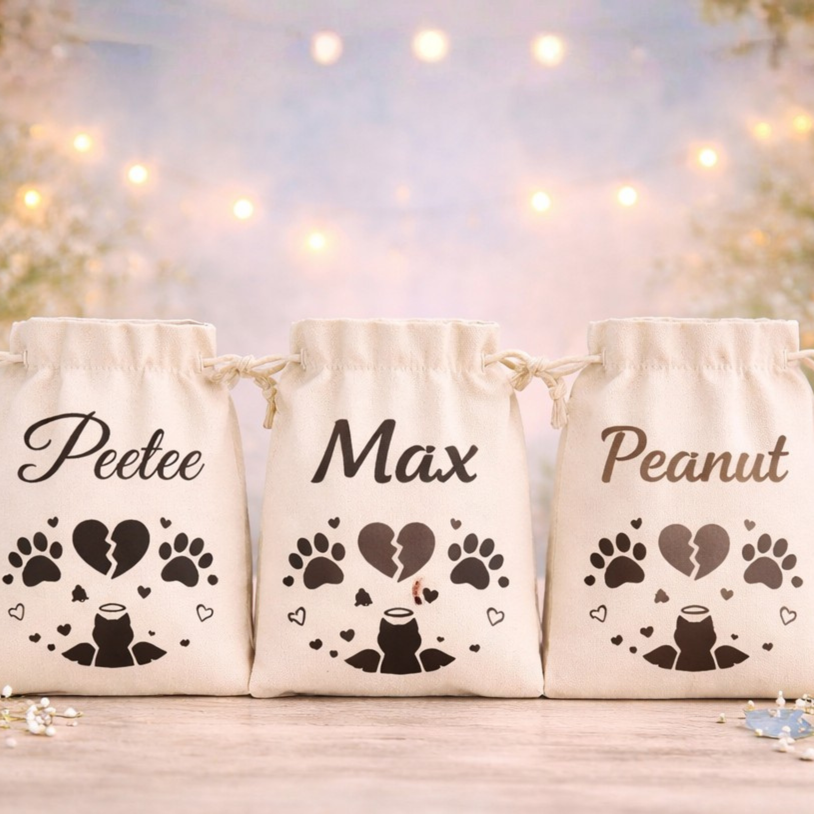 Personalised Pet Memorial Burlap Bag, Custom Dog or Cat Loss Keepsake Pouch, Rainbow Bridge Pet Sympathy Gift, Remembrance Bag - Image 5