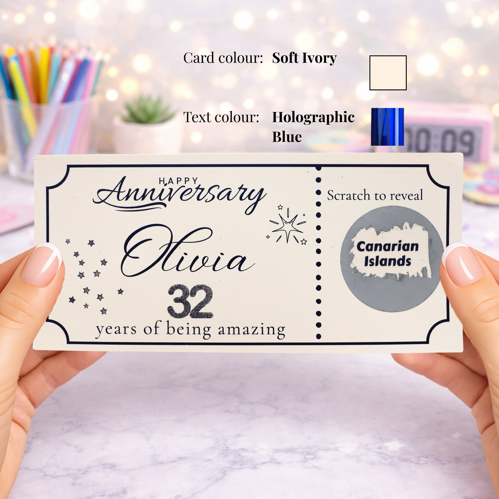 Personalised Anniversary Scratch Card Surprise Holiday Reveal Gift, Romantic Travel Voucher Experience Gift for Partner - Image 2