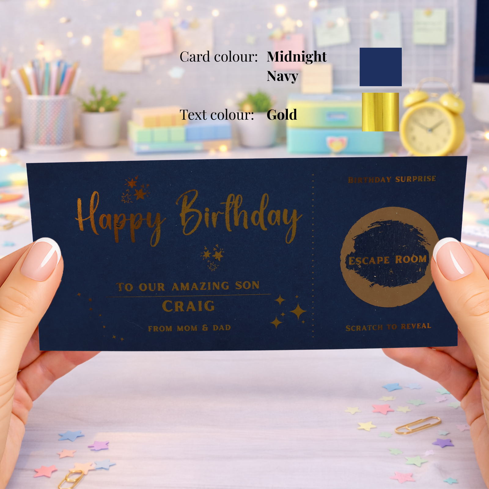 Personalised Birthday Scratch Card for Son, Escape Room Surprise Gift Card, Experience Reveal Birthday Card, Custom Birthday Gift - Image 2