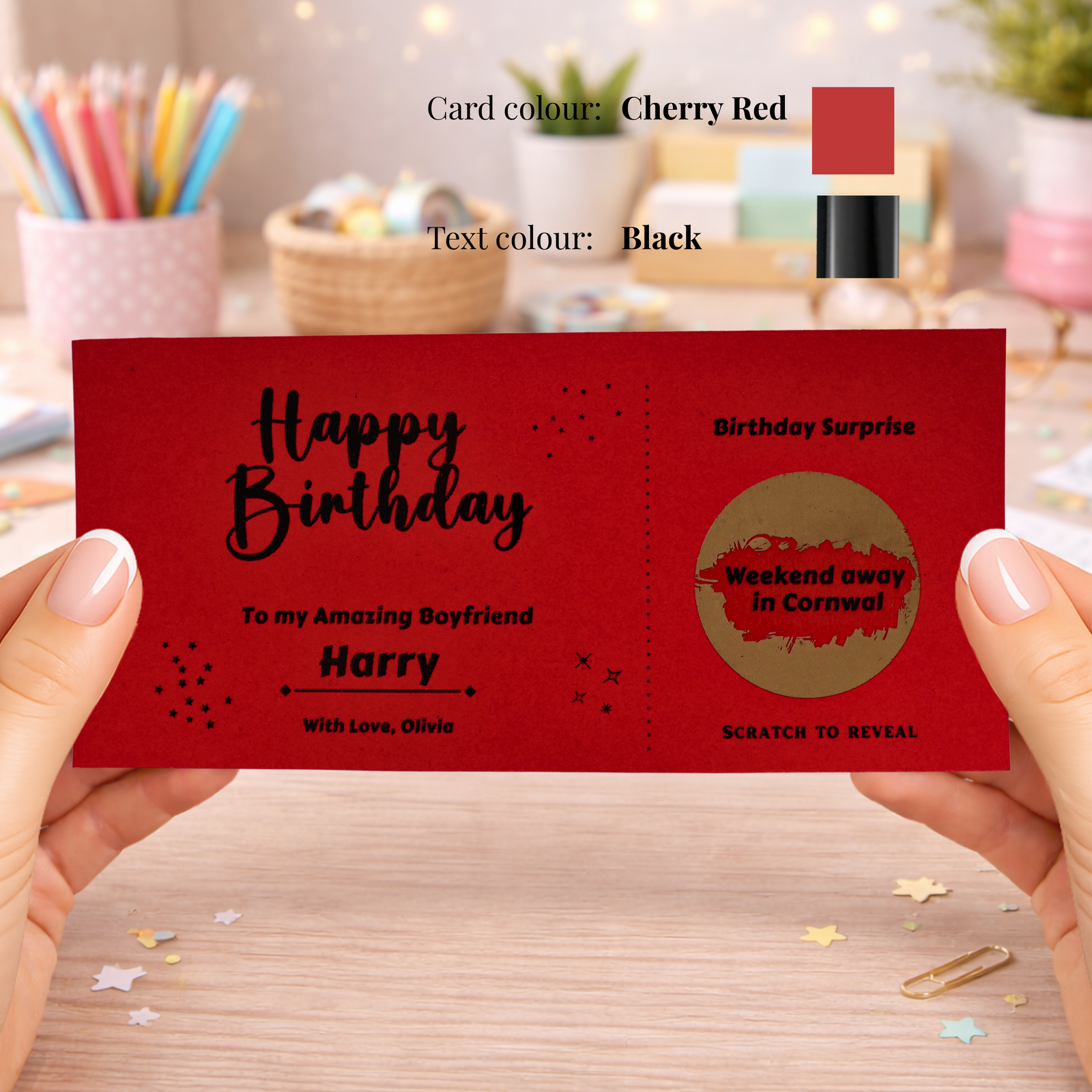 Personalised Birthday Scratch Card Weekend Away Reveal Gift for Boyfriend, Romantic Trip Surprise Voucher Experience Gift for Him - Image 2