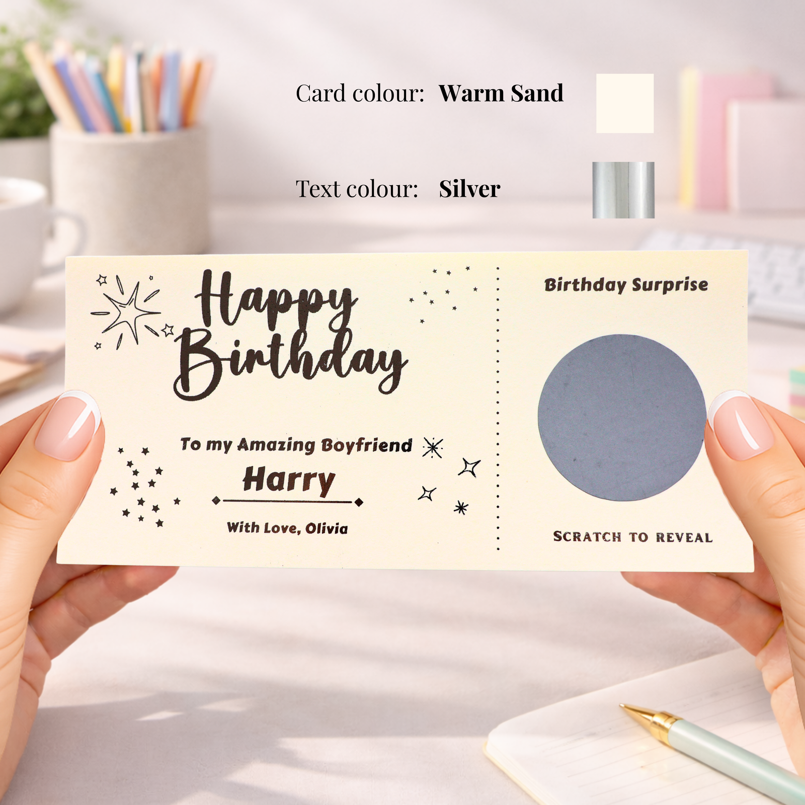 Personalised Birthday Surprise Scratch Card for Boyfriend, Custom Romantic Birthday Reveal Gift Voucher - Image 2
