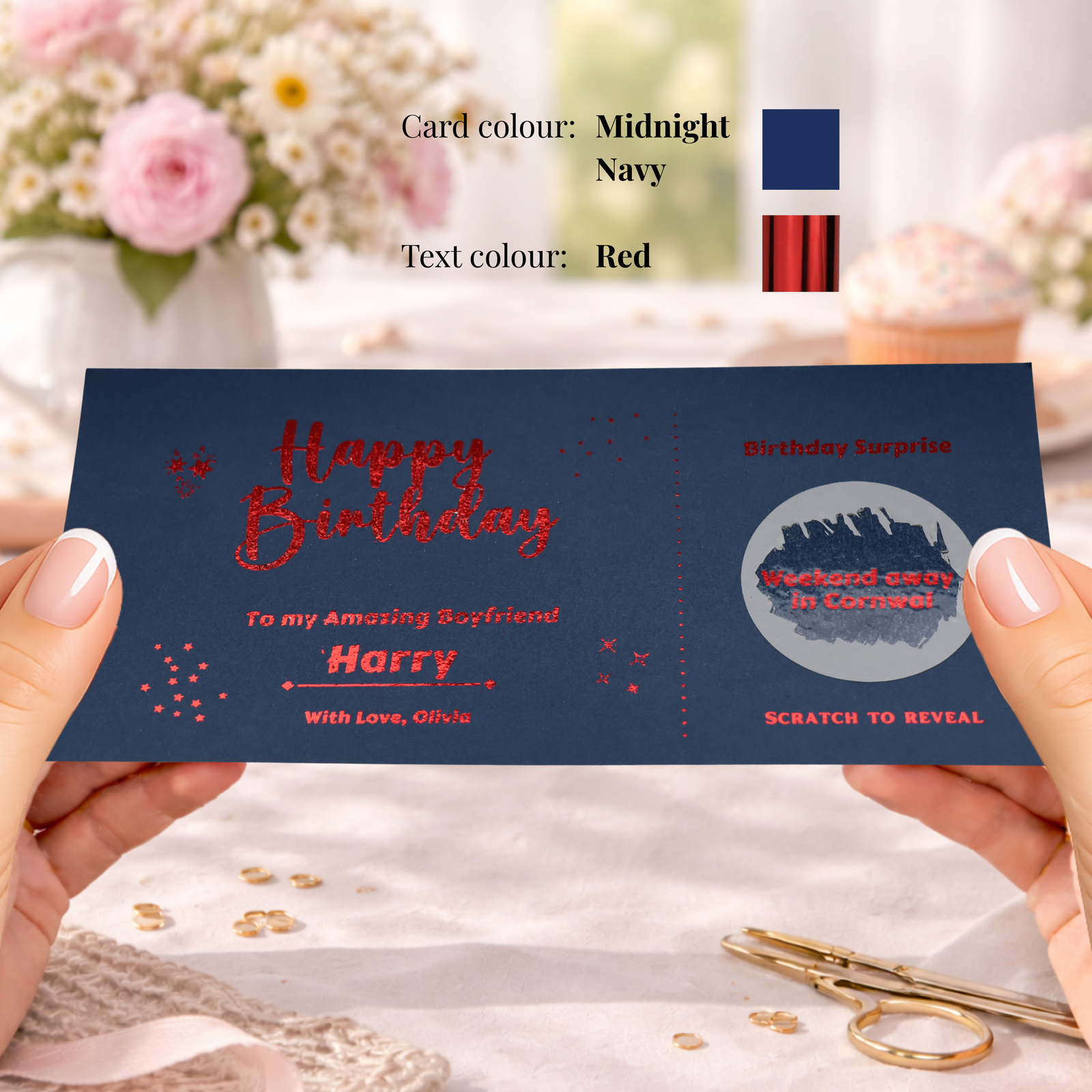 Personalised Birthday Scratch Card Weekend Away Reveal Gift for Boyfriend, Surprise Trip Voucher Experience Gift for Him - Image 2