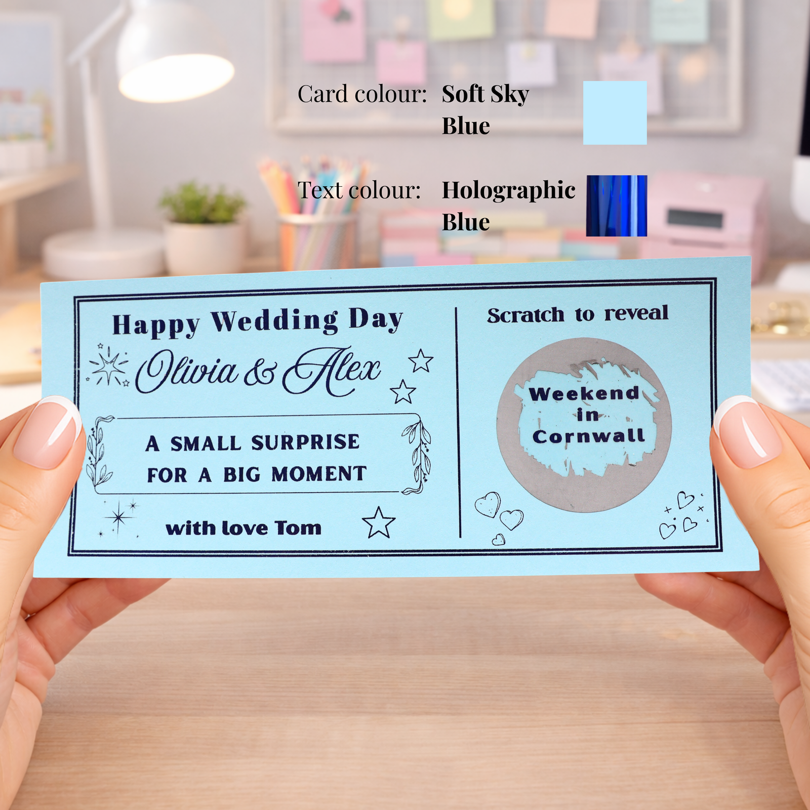 Personalised Wedding Scratch Card Voucher, Bride Groom Surprise Reveal Gift, Custom Experience Reveal Ticket for Newlyweds Wedding Gift - Image 2