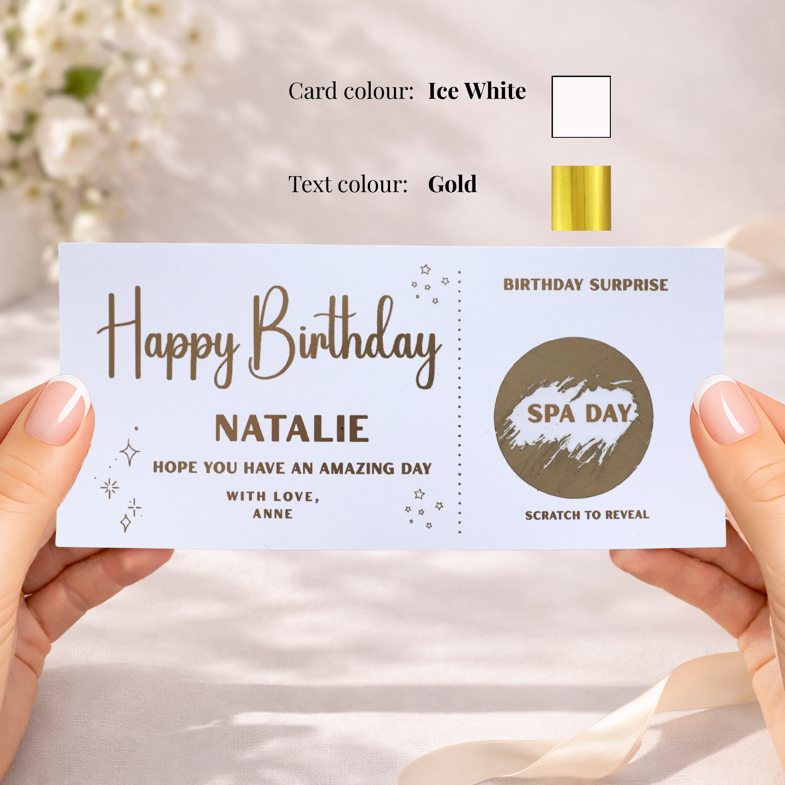 Personalised Spa Day Birthday Scratch Card, Birthday Surprise Reveal Card, Spa Experience Gift Voucher, Relaxation Gift Reveal - Image 2