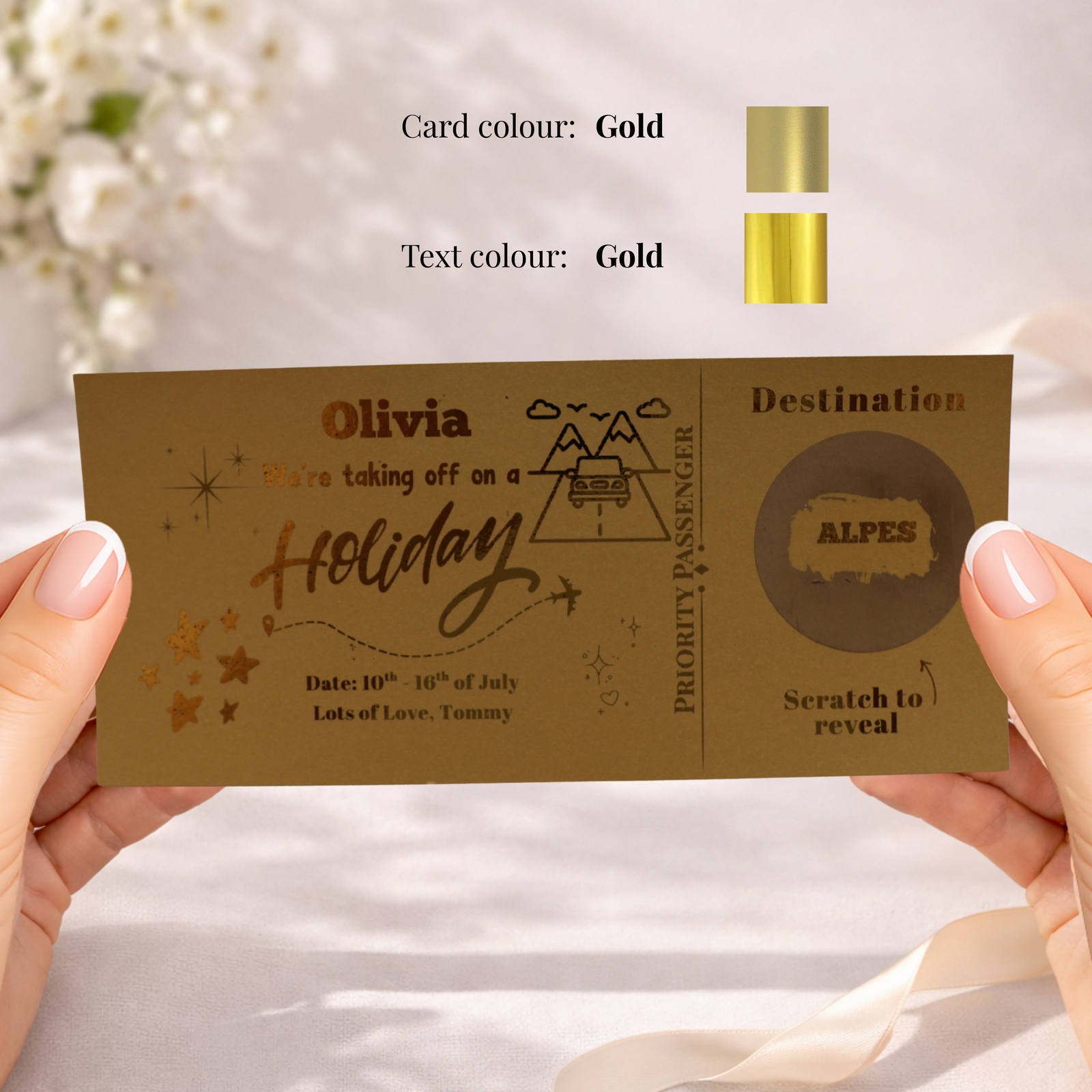 Personalised Holiday Surprise Scratch Card, Travel Reveal Gift Card, Trip Announcement Card, Vacation Reveal Ticket, Destination Surprise Gift - Image 2
