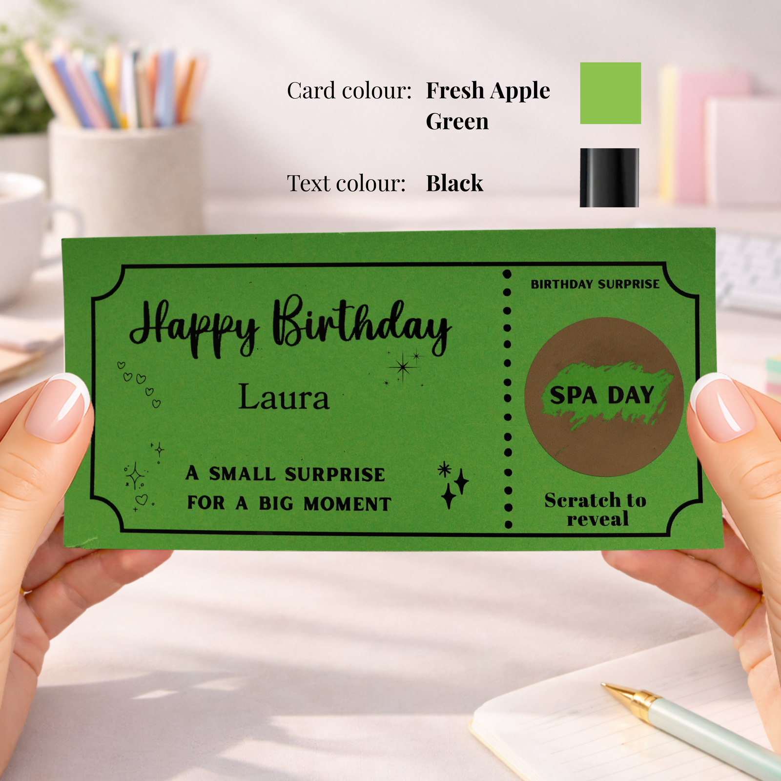 Personalised Birthday Scratch Card Spa Day Surprise Gift Voucher, Custom Birthday Reveal Card for Her, Relaxing Spa Experience Gift - Image 2