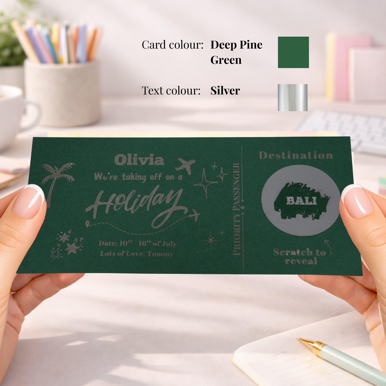 Personalised Holiday Surprise Scratch Card, Vacation Reveal Gift Card, Travel Destination Reveal Ticket, Trip Surprise Gift Voucher - Image 2