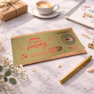 personalised holiday reveal scratch card bali destination travel surprise gift voucher