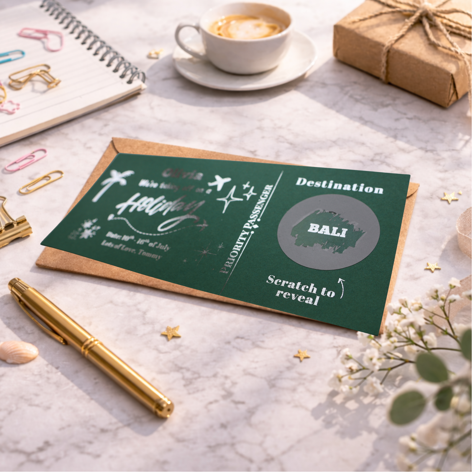 Personalised Holiday Surprise Scratch Card, Vacation Reveal Gift Card, Travel Destination Reveal Ticket, Trip Surprise Gift Voucher - Image 3