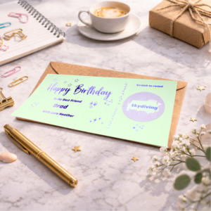 personalised birthday scratch card skydiving experience reveal gift adventure surprise voucher