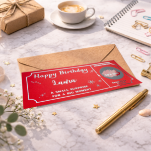 Birthday Gift Scratch Card Personalised Name Scratch Reveal Surprise Card Elegant Birthday Present for Her or Him