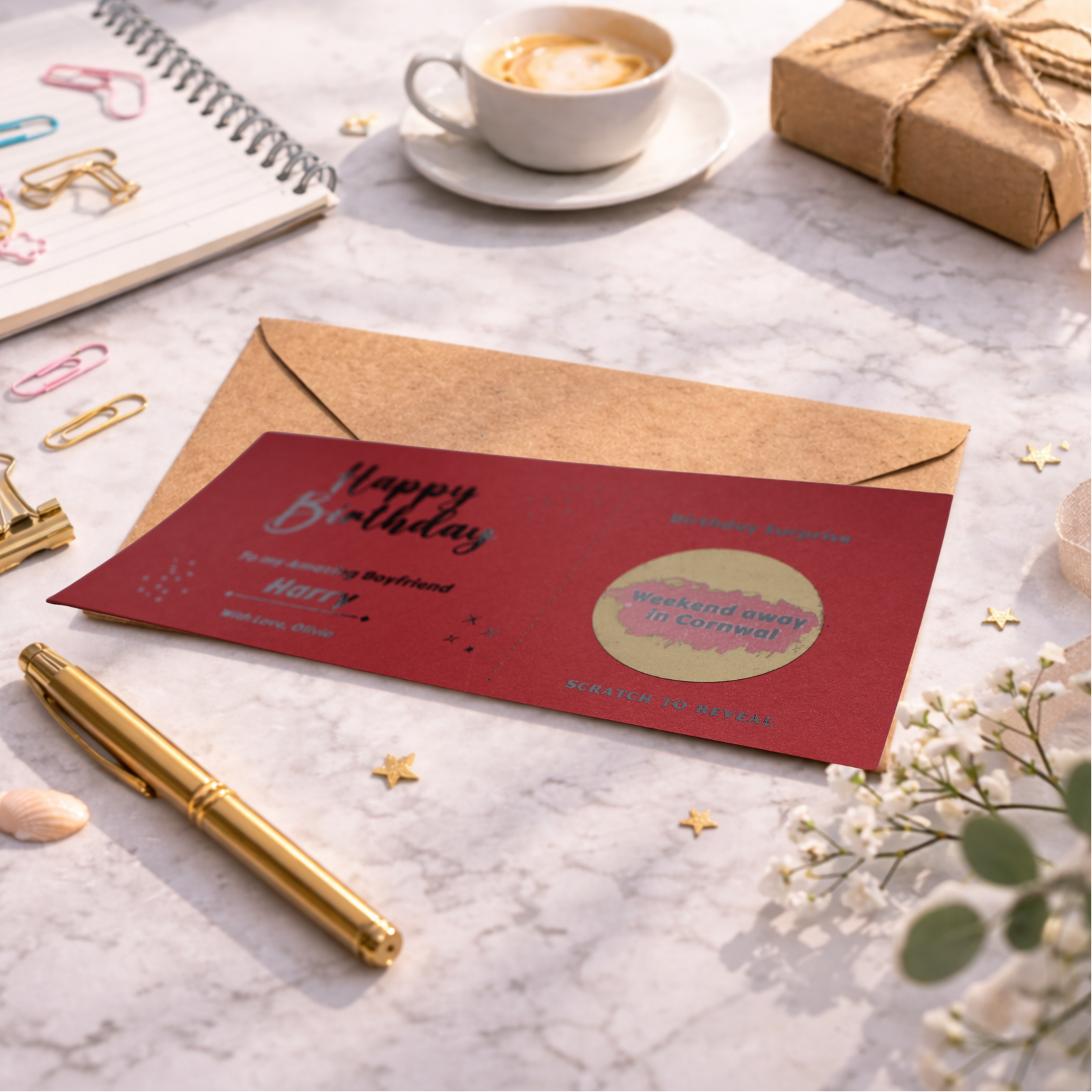 Personalised Birthday Scratch Card Weekend Away Surprise Gift