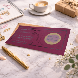 personalised wedding scratch card romantic weekend away reveal gift for bride and groom couple experience voucher