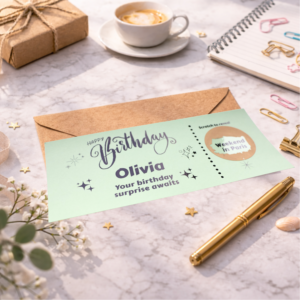 personalised birthday scratch card revealing paris weekend trip surprise travel gift