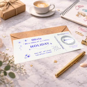 personalised holiday scratch card revealing surprise trip to barcelona